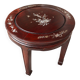 Mahogany gueridon with mother-of-pearl inlays featuring Asian floral decor.