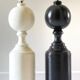 2 Vintage Black and White Turned Wood Lamp Bases