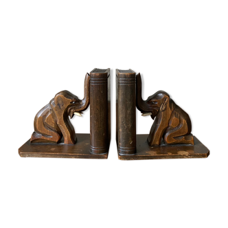Wooden bookends model elephants