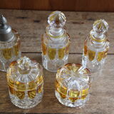 Set of crystal art deco toilet bottles