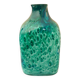 White multi-layer blown glass bottle vase with blue and green inclusions