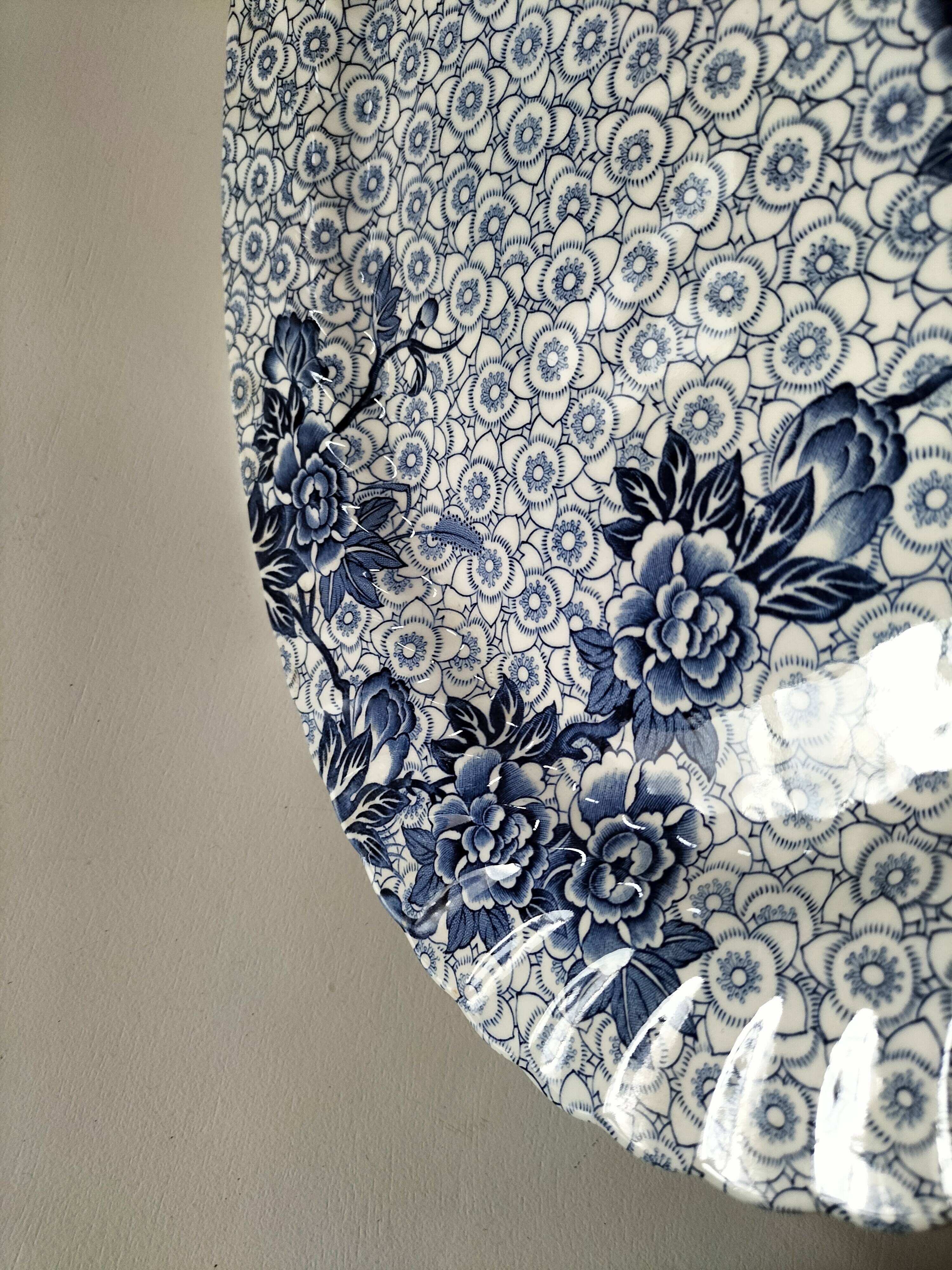 Antique oval plate Johnson Brothers "Lotus" blue, England