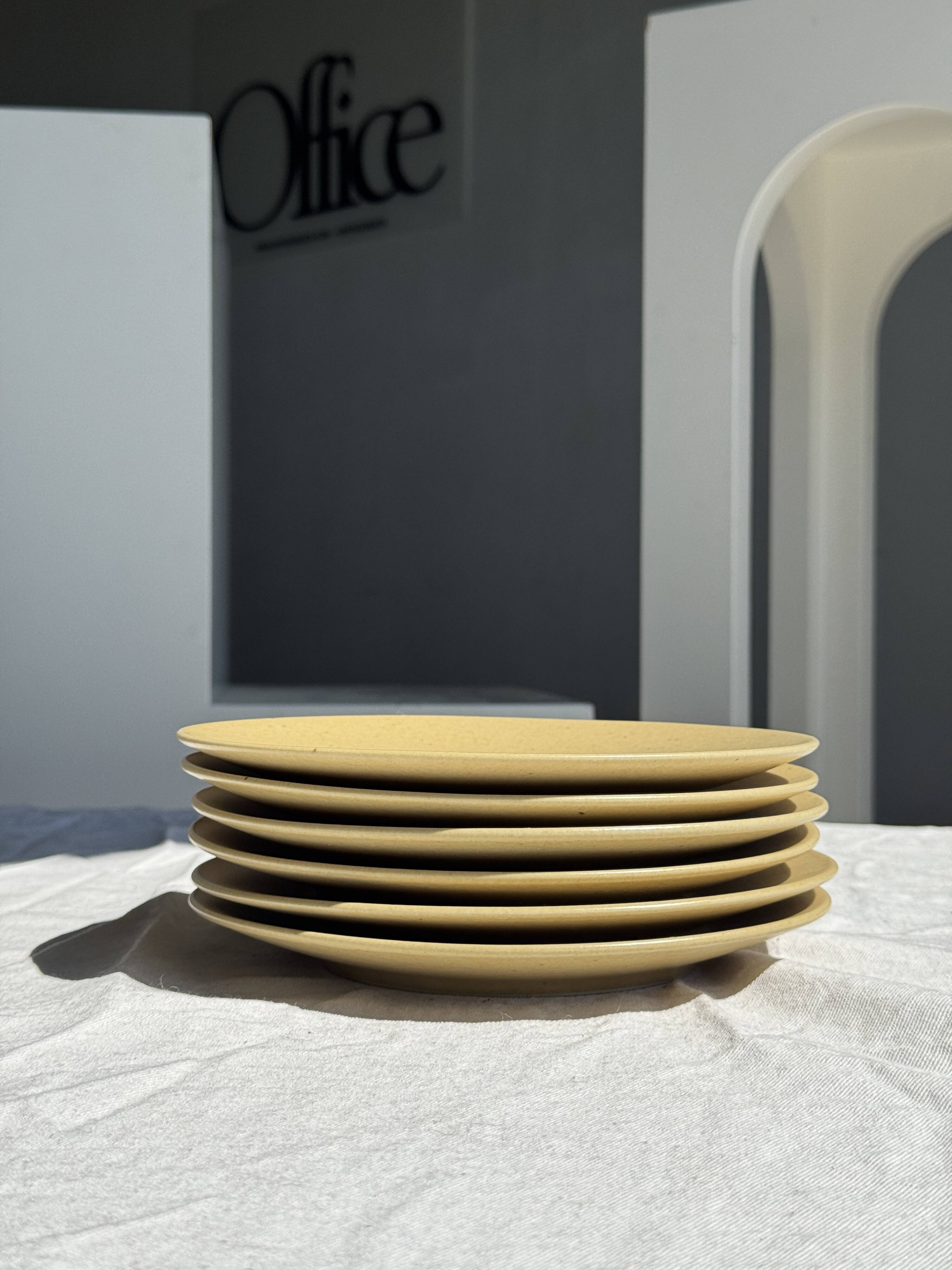 Set of 6 genuine natural stoneware dessert plates D20.5