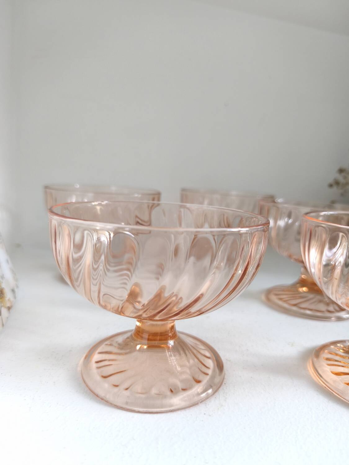 Pink glass cups