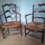 Wooden and wicker chairs