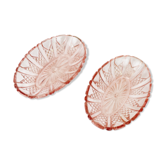 Lot of 2 pink glass ramekins