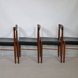 Chaises de salle à manger en teck HW Klein pour Bramin années 1960