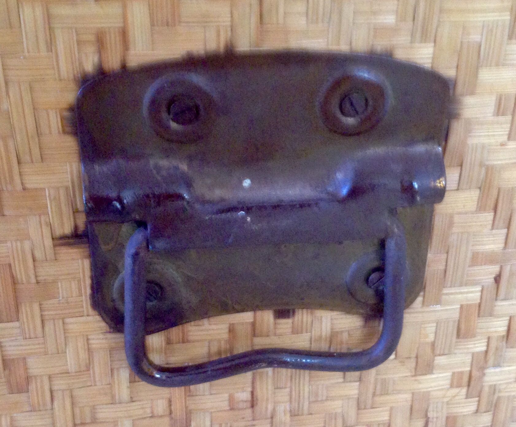 Trunk in wood, bamboo, caning Wicker woven circa 1960