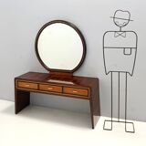 Ebonized Walnut and Birch Vanity Table / Console with Mirror ascr. to Buffa