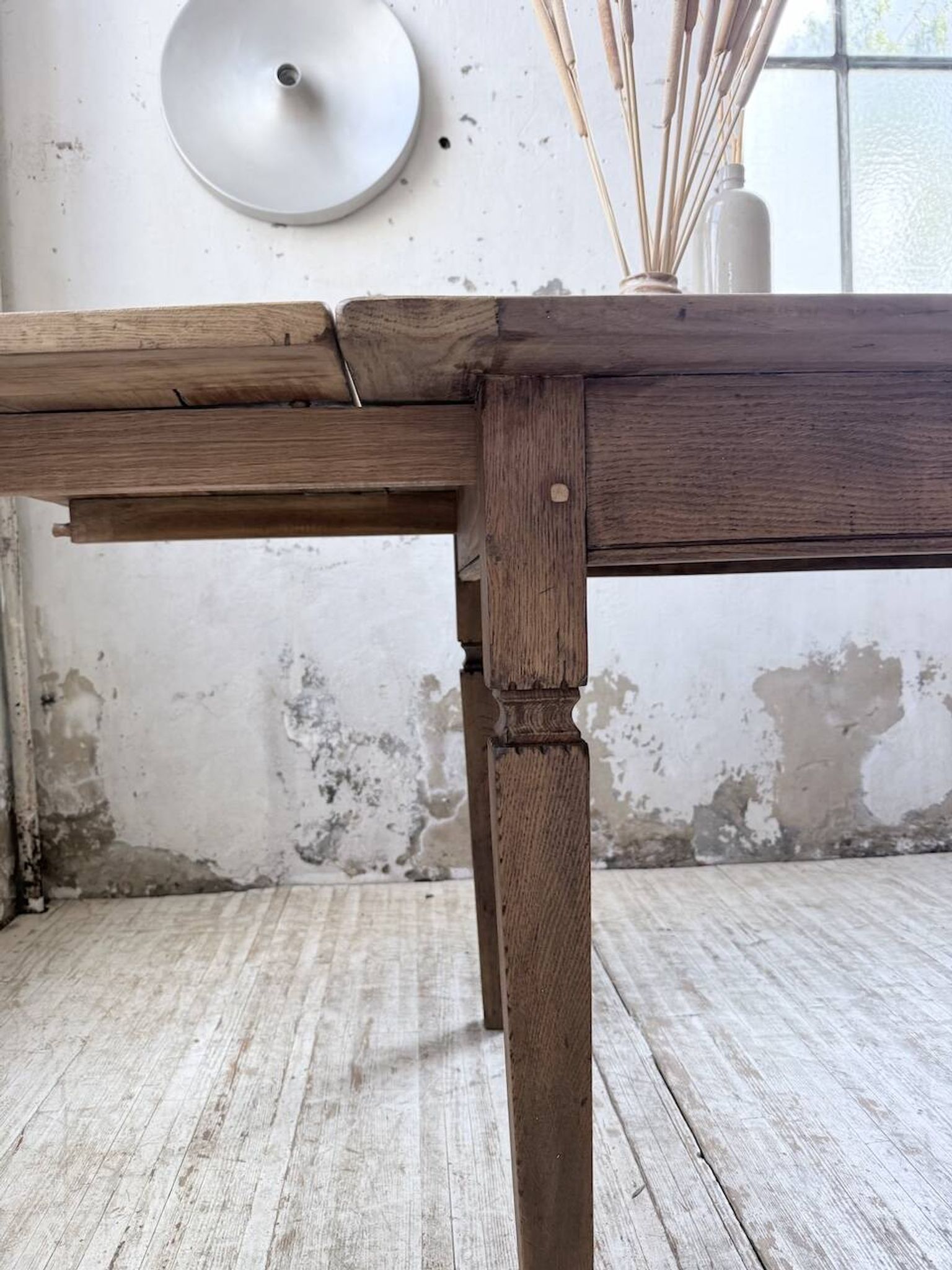 Solid oak farmhouse table with extensions (190-280cm) 1950