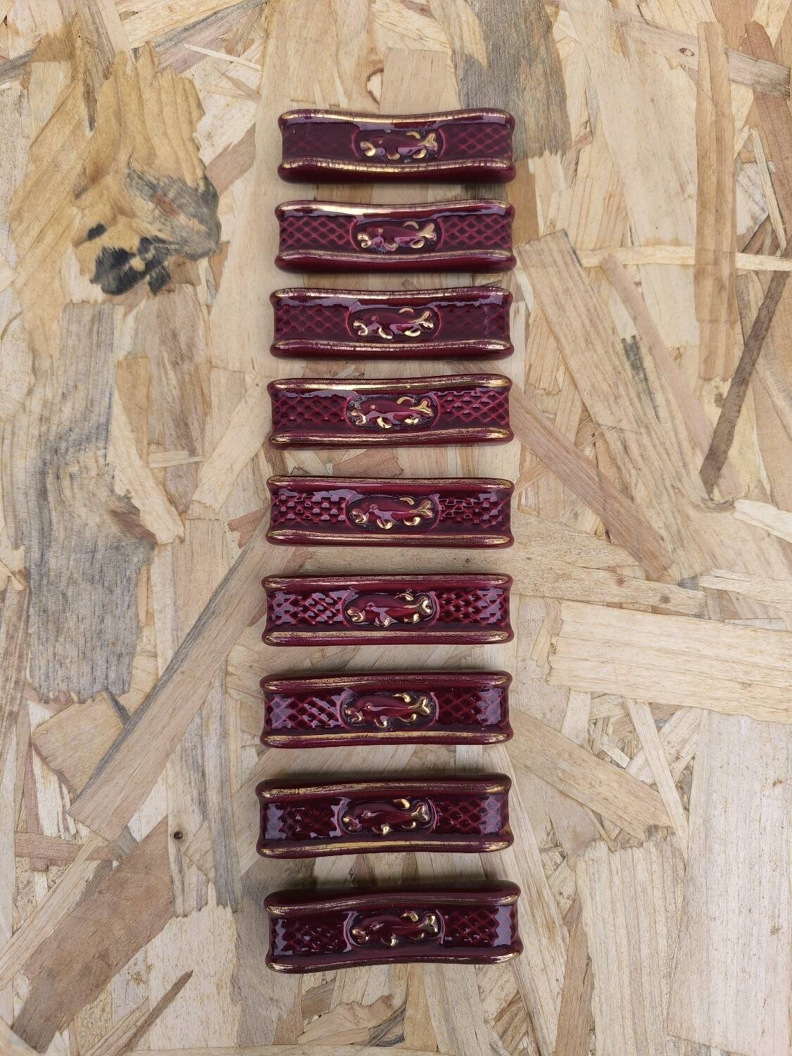 Set of 9 vintage earthenware knife holders