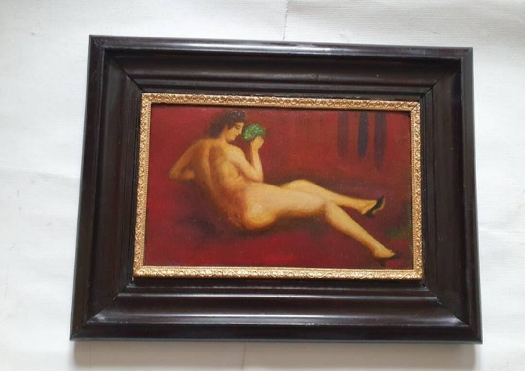 Oil Painting of a Nude Woman, Mid-20th Century