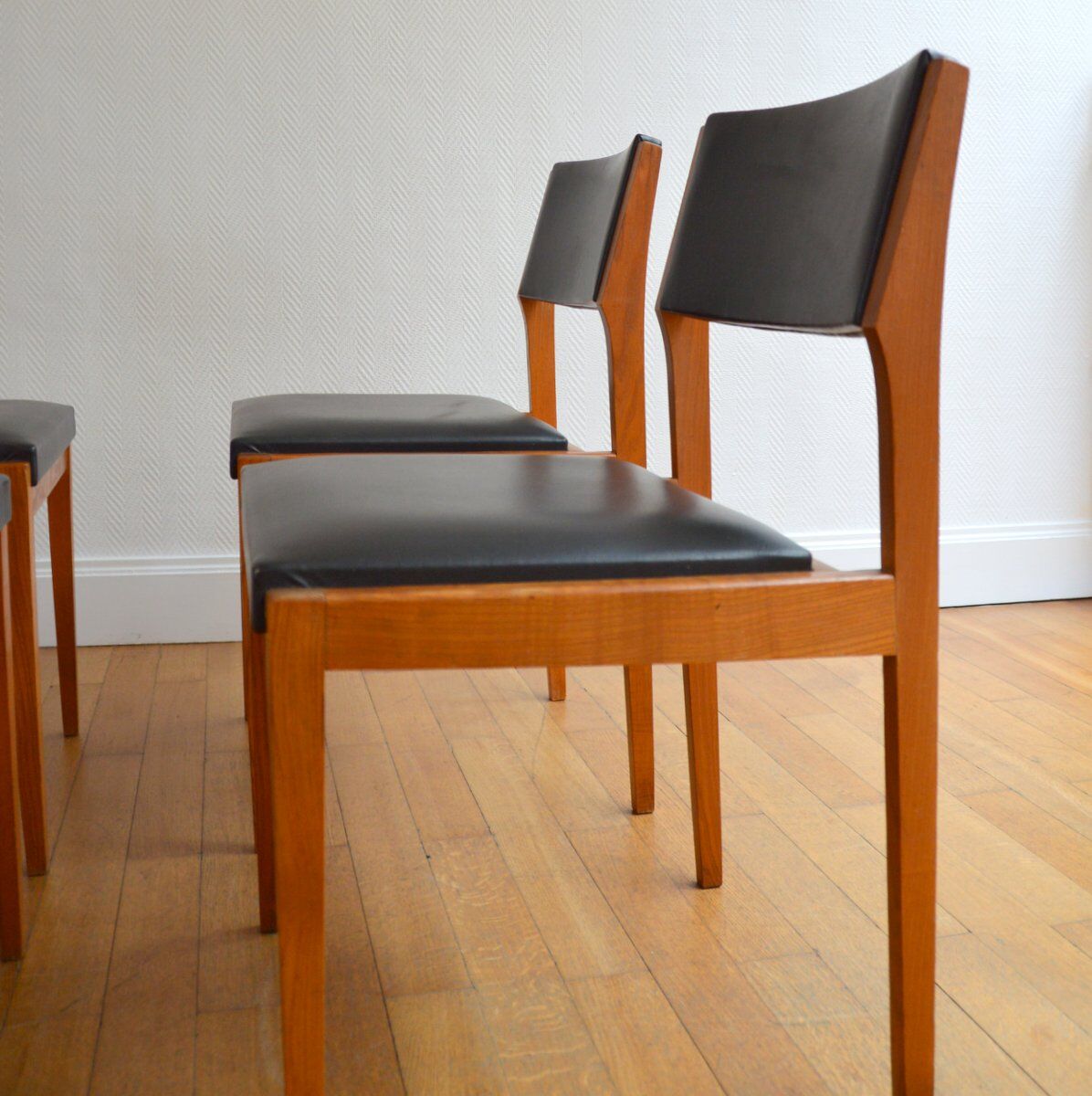 Suite of 4 Scandinavian chairs vintage Teck 960s