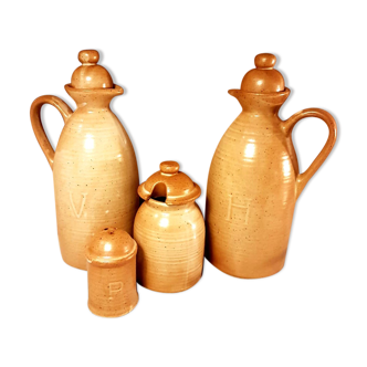 Ensemble huilier vinaigrier en grès