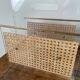 Magazine rack in plexiglass, brass and cane, 1970