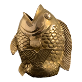 Koi fish vase, solid brass carp, Japan, late nineteenth century