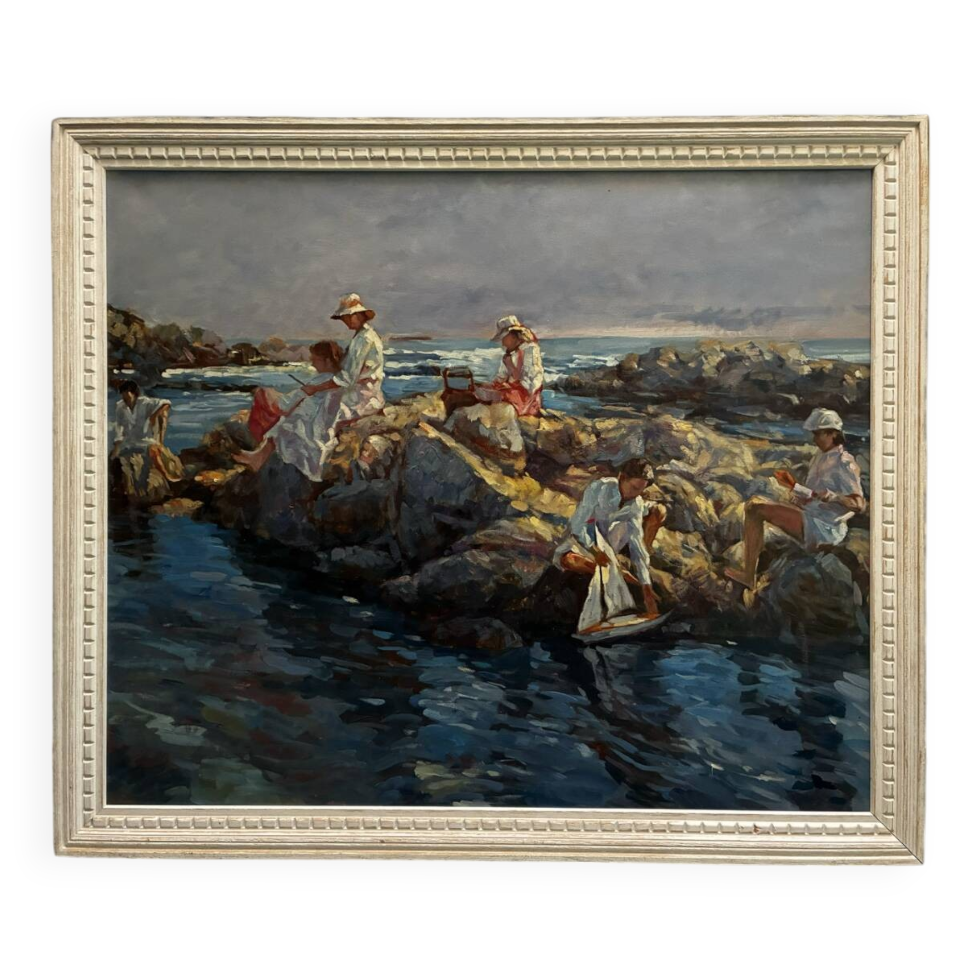 20th century seaside scene painting