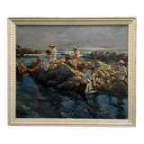 20th century seaside scene painting