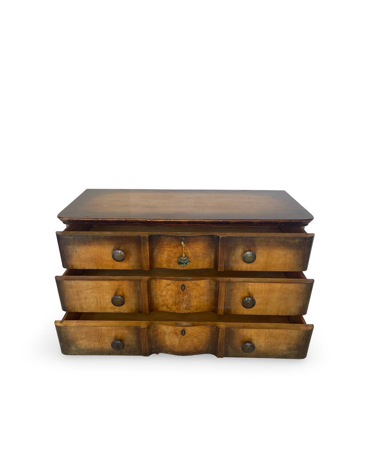 Commode italienne en placage et bois massif de noyer, années 1940-1950