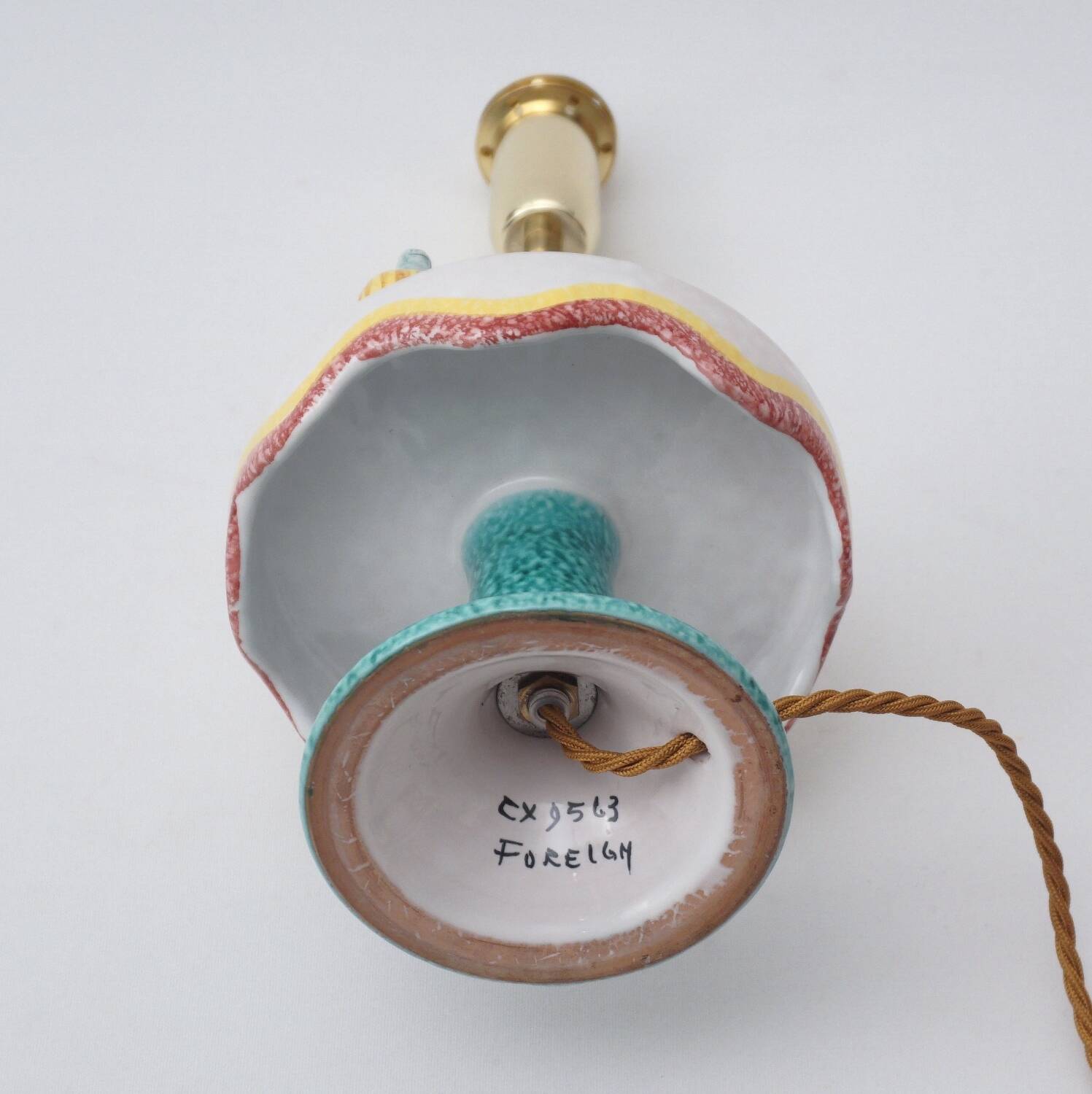Vintage Florentine ceramic table lamp from the 1950s by MAF, Italian.
