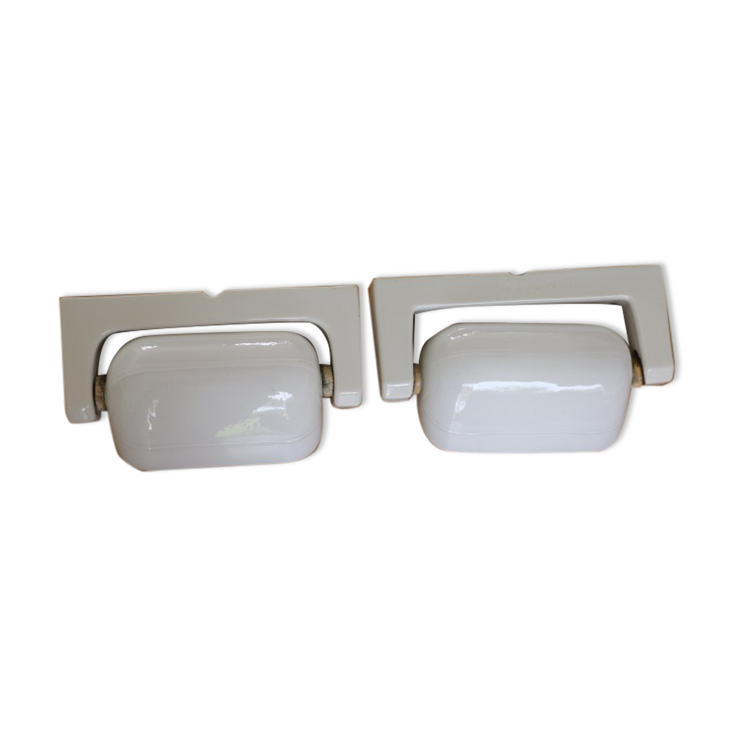2 ceramic and opaline wall lamps 1940