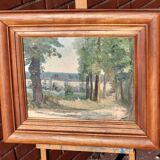 Grand paysage vert, peinture à l'huile