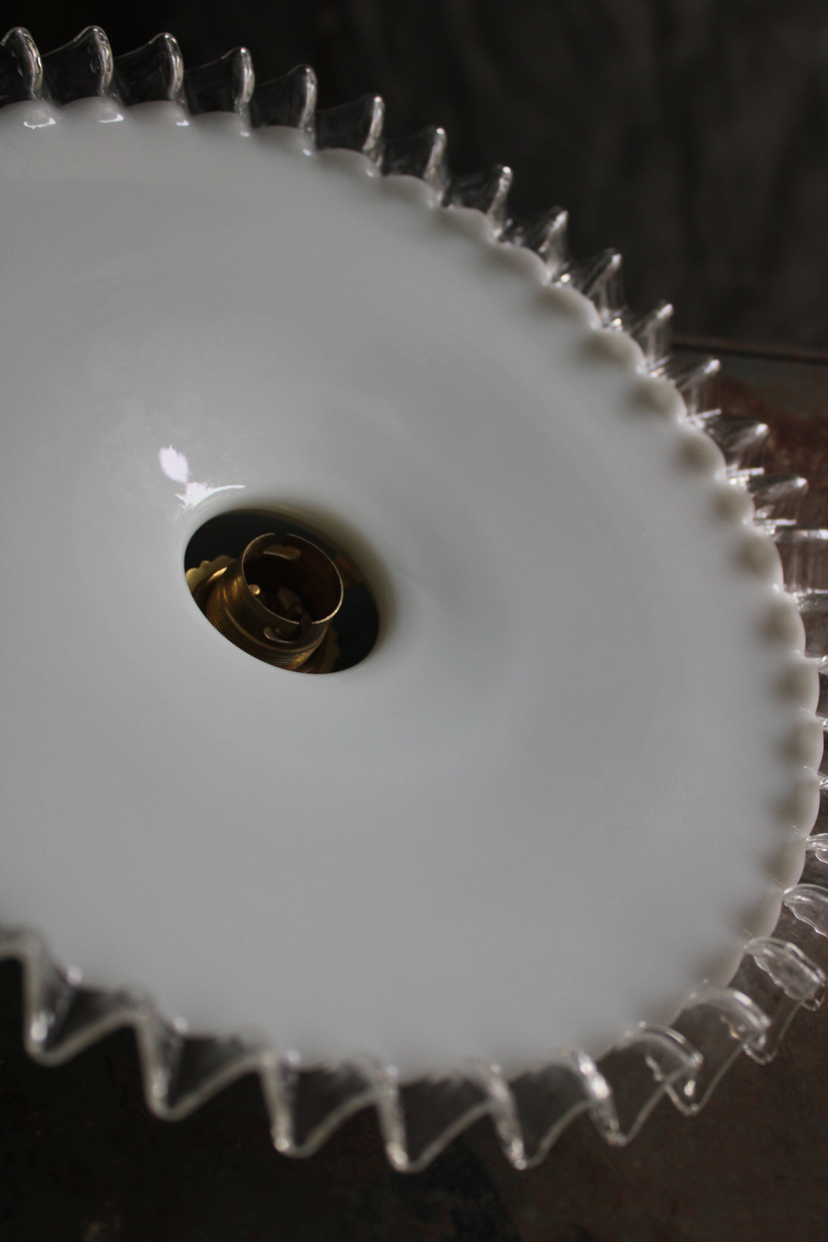 Dented opaline hanging lamp