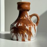 Small white and brown vase or pitcher West Germany H:15cm D:10.5cm
