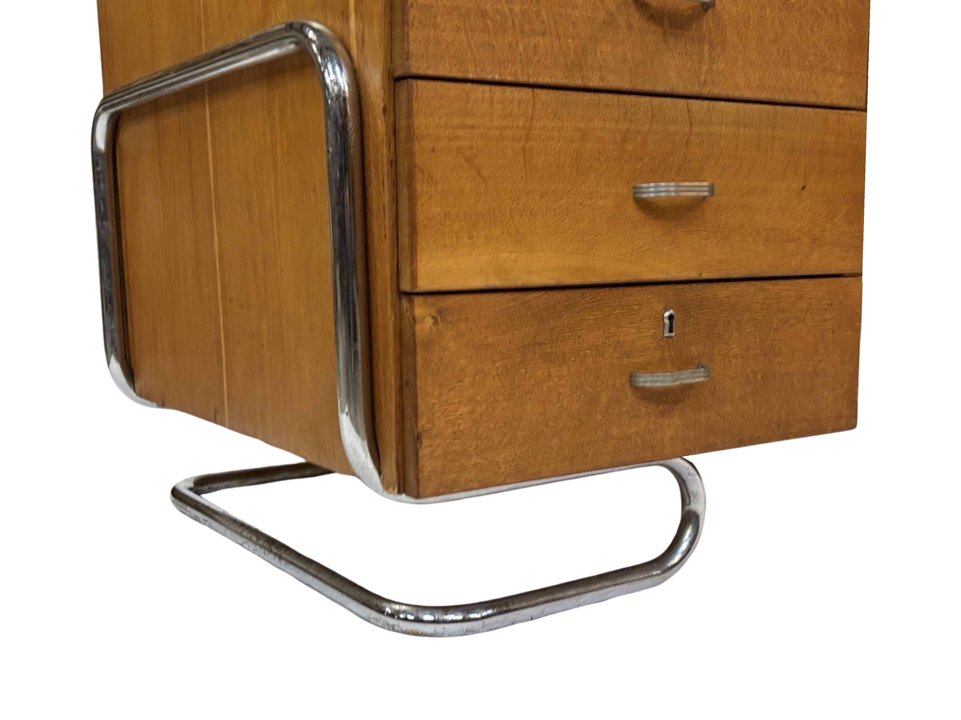 Bureau tubulaire de style Bauhaus du milieu du siècle, design des années 40 en chêne