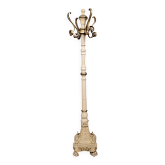 Venetian coat rack in cracked lacquered wood with gold relief circa 1900