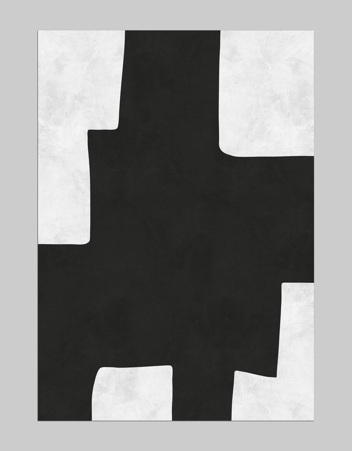 2 black and white modern art prints