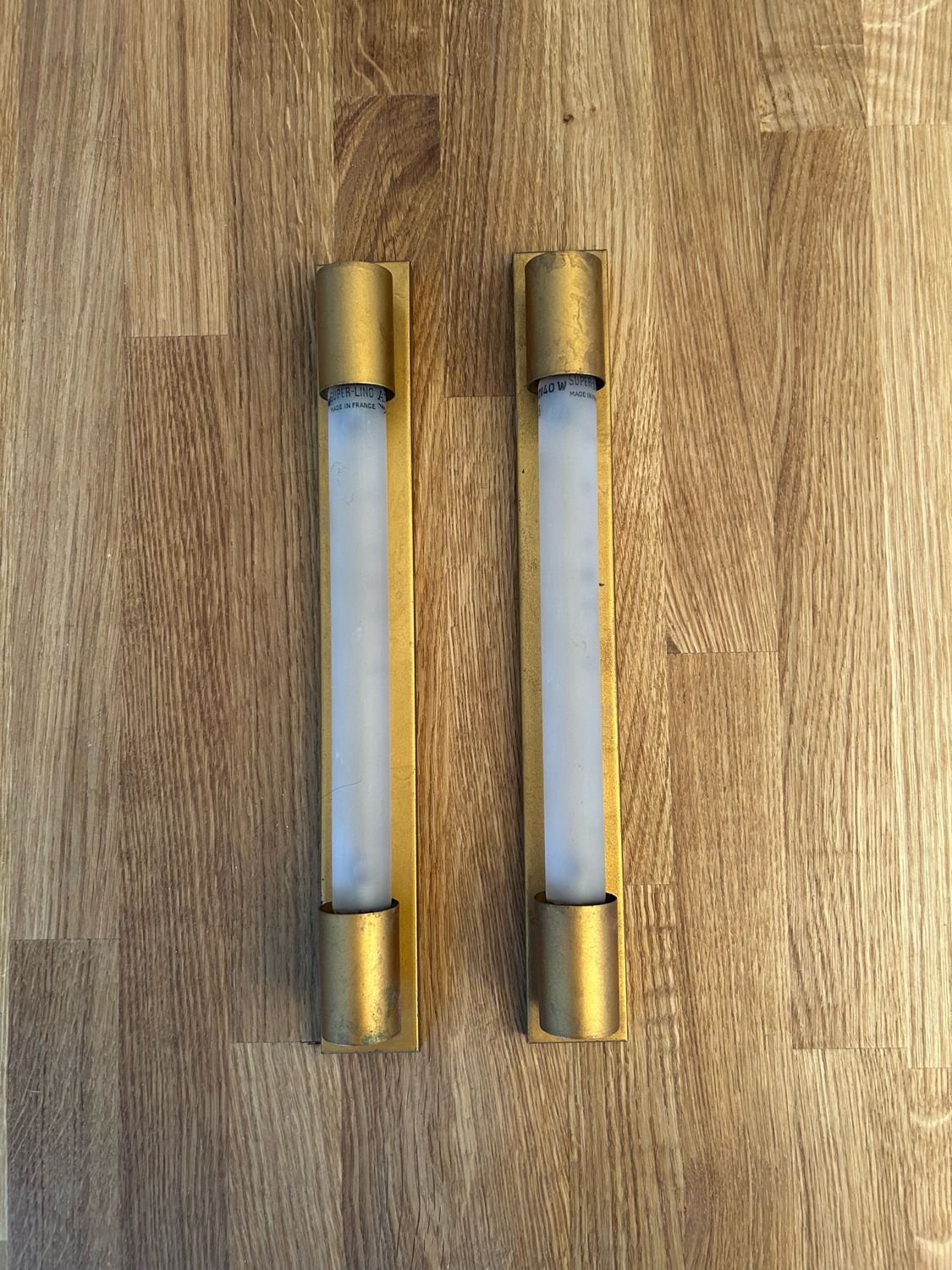 Pair of vintage modernist wall lamp, copper, France 1930