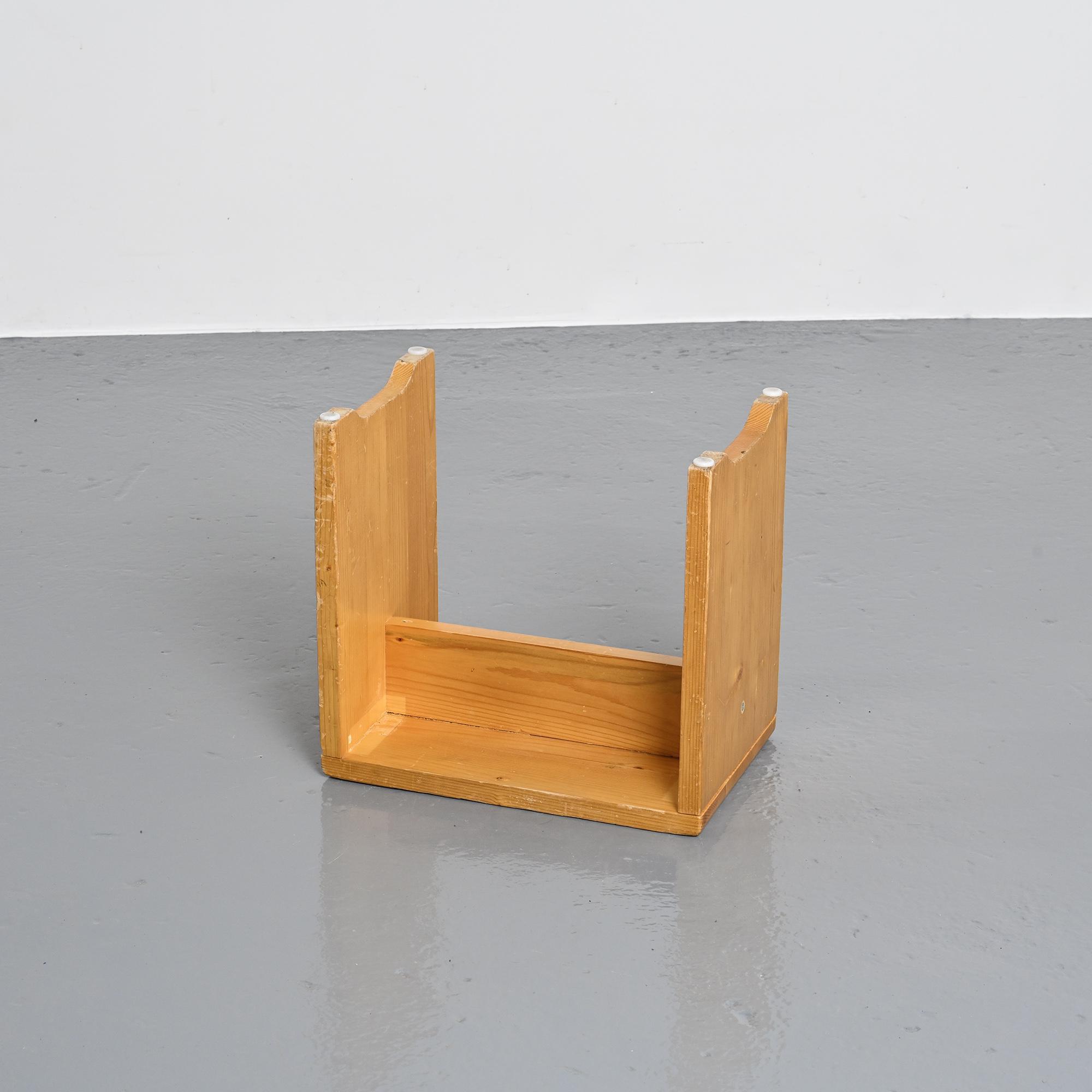 Pine stool from Les Arcs, circa 1975