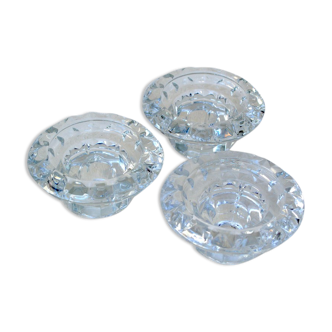 Trio de bougeoirs en verre taillé