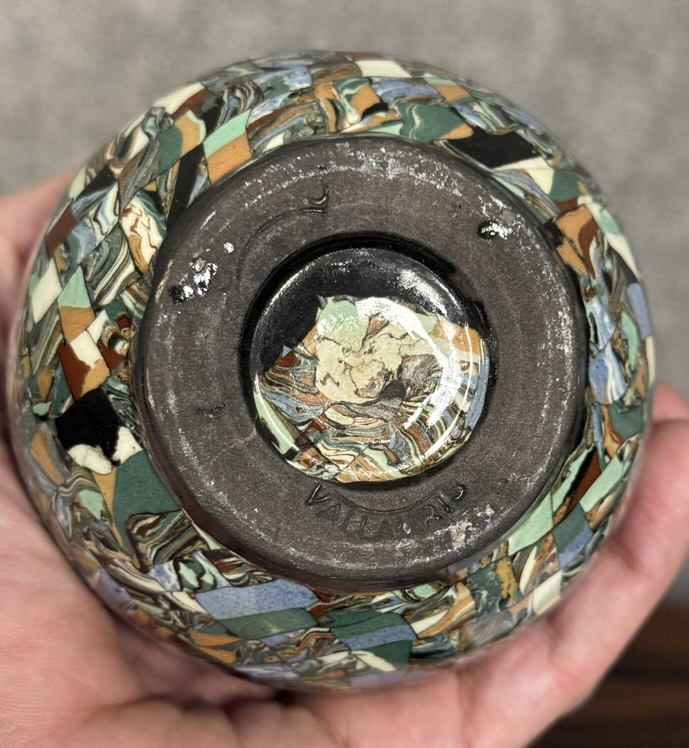 Jean Gerbino in Vallauris: enameled mosaic vase from the Art Nouveau period