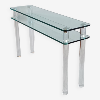 Console by Marais International in altuglas and glass