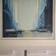 Futuristic lithograph of New York by Pierre Doutreleau 1970s