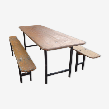 Brewery folding table & 2 benches