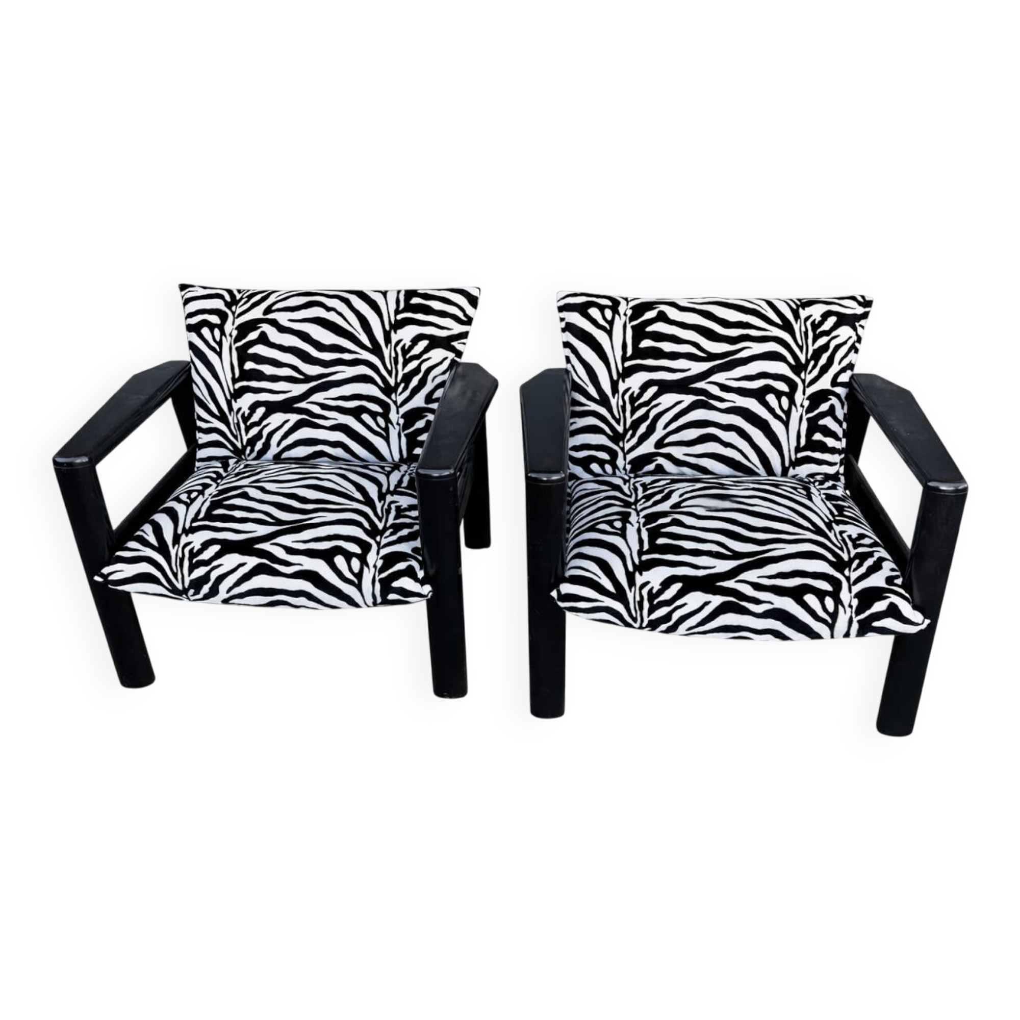 Pair of vintage zebra armchairs – 80s design spirit