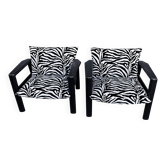 Paire de fauteuils vintage zèbre – esprit design années 80