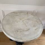 Bistro table, vintage side table, cast iron legs, imitation resin top