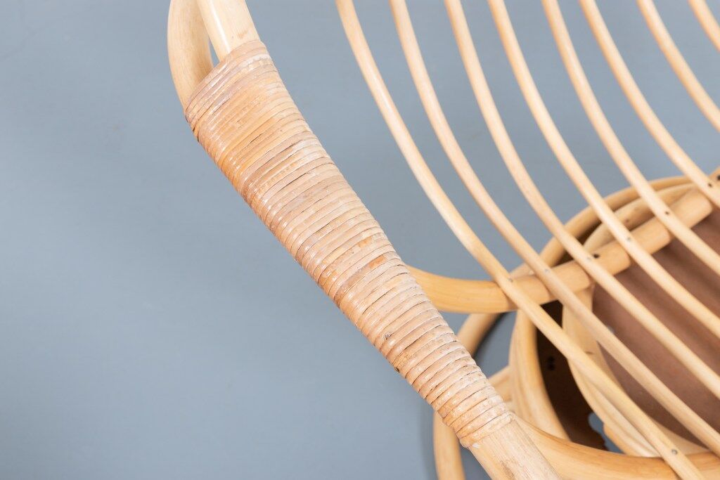 Lounge armchair with vintage bamboo side table