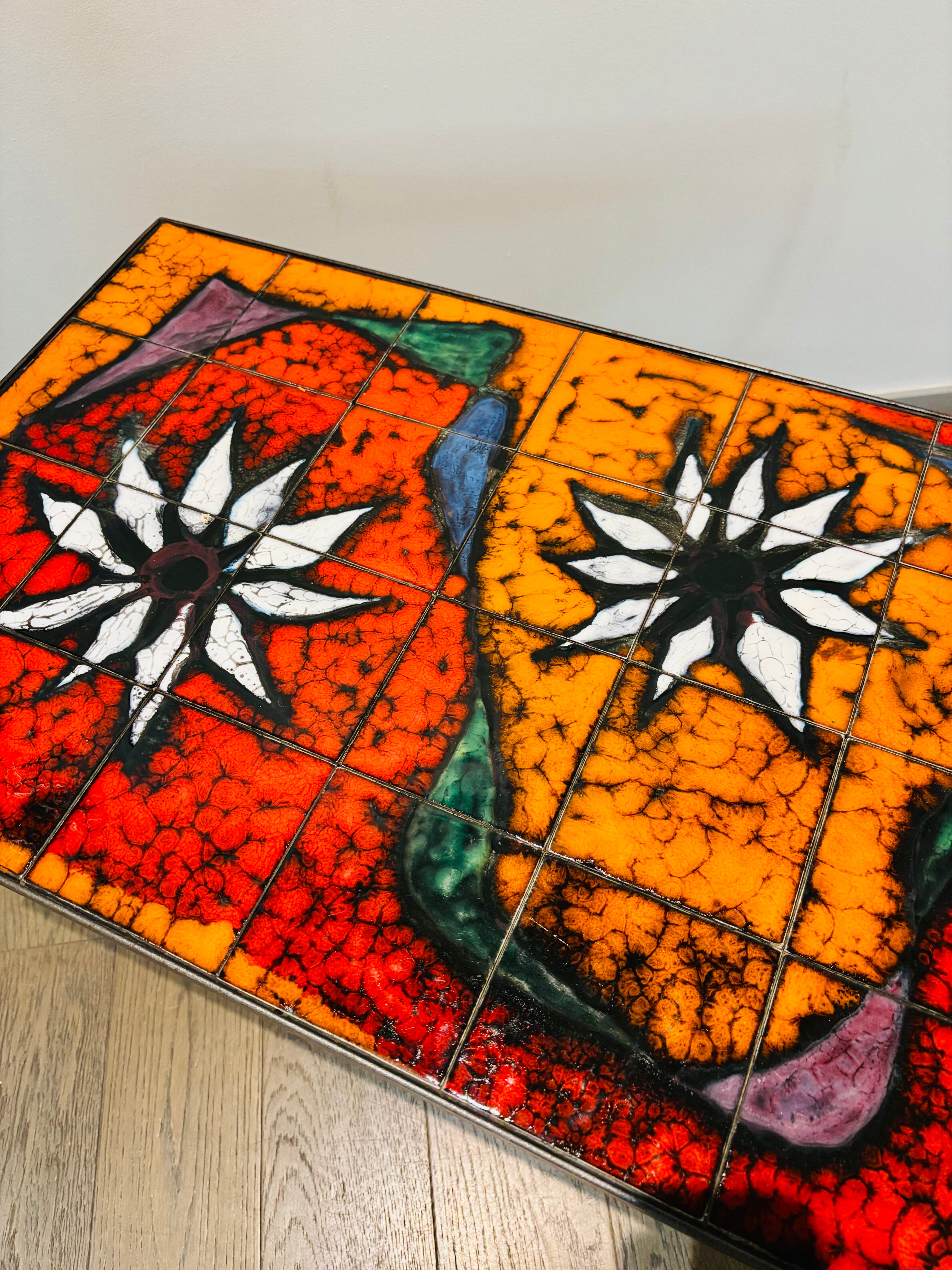 Coffee table / side table ceramic and wrought iron