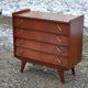 Vintage chest of drawers from the 50s 4 drawers feet compass and mahogany fins