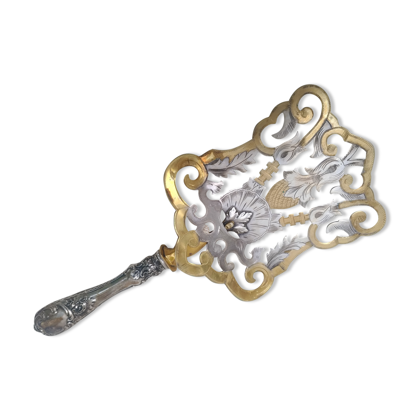 Silver metal cake shovel