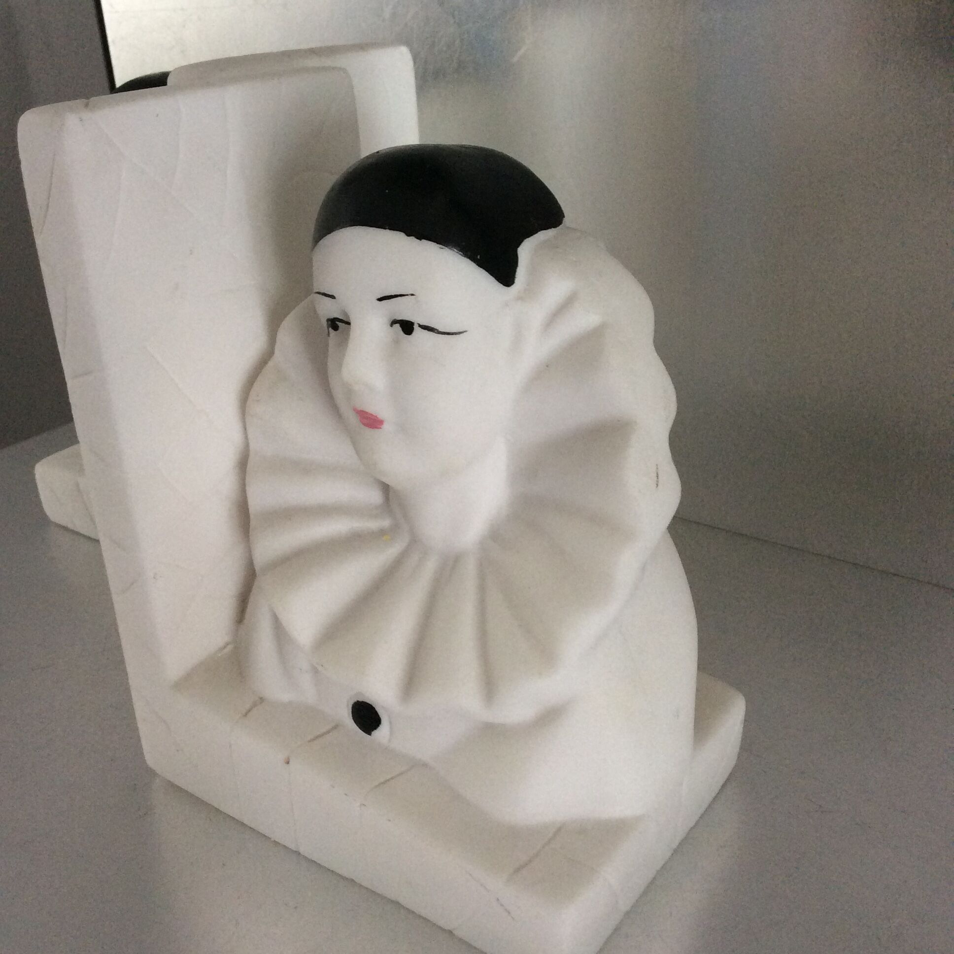 Pair of Pierrot bookends from the 70s-80s