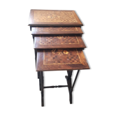 Set de 4 tables gigognes plateaux en marqueterie