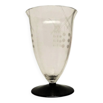 Vase Art Déco, en verre, Hortensja Glassworks, Pologne, années 1930