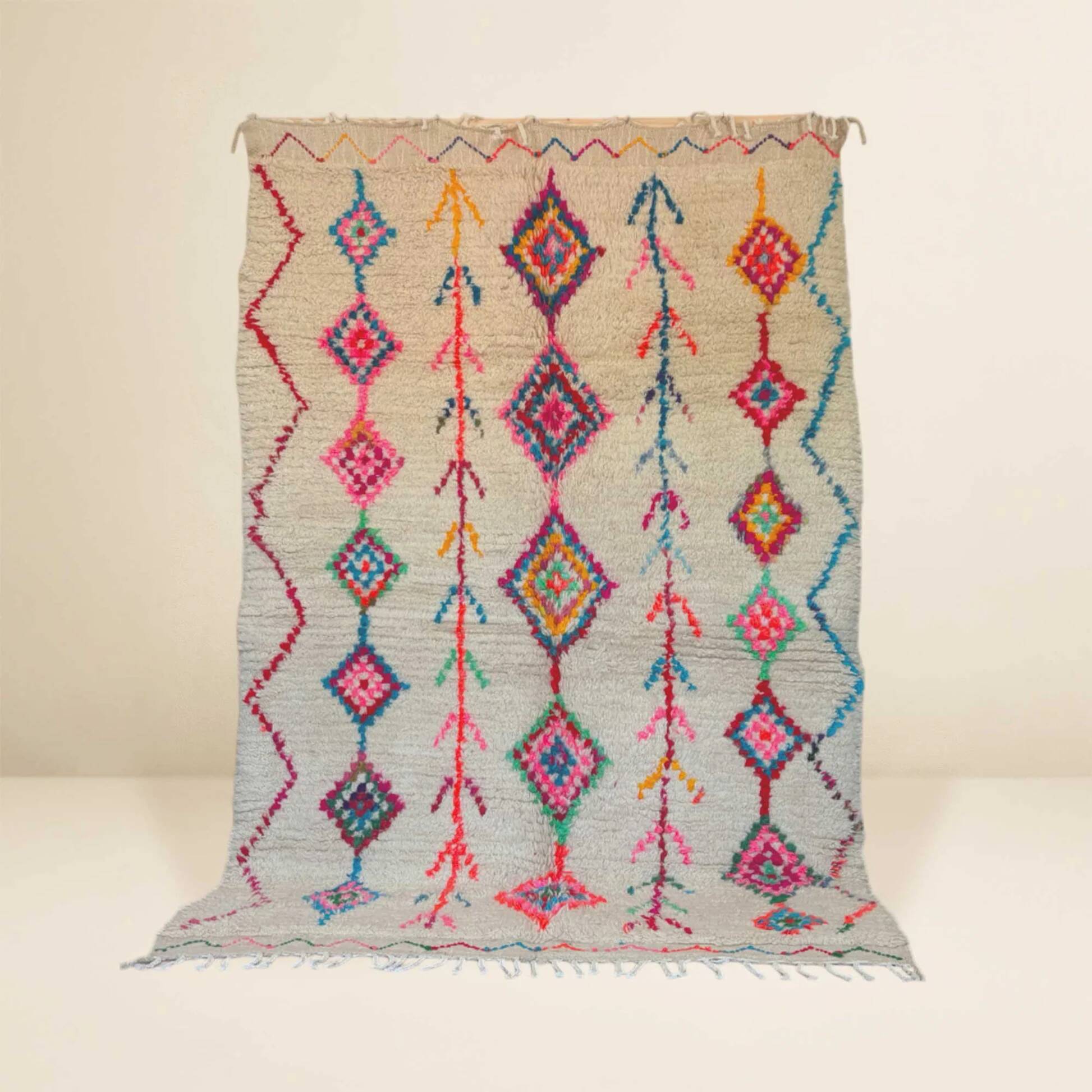 Colorful Azilal Berber Rug • Multicolored diamond patterns