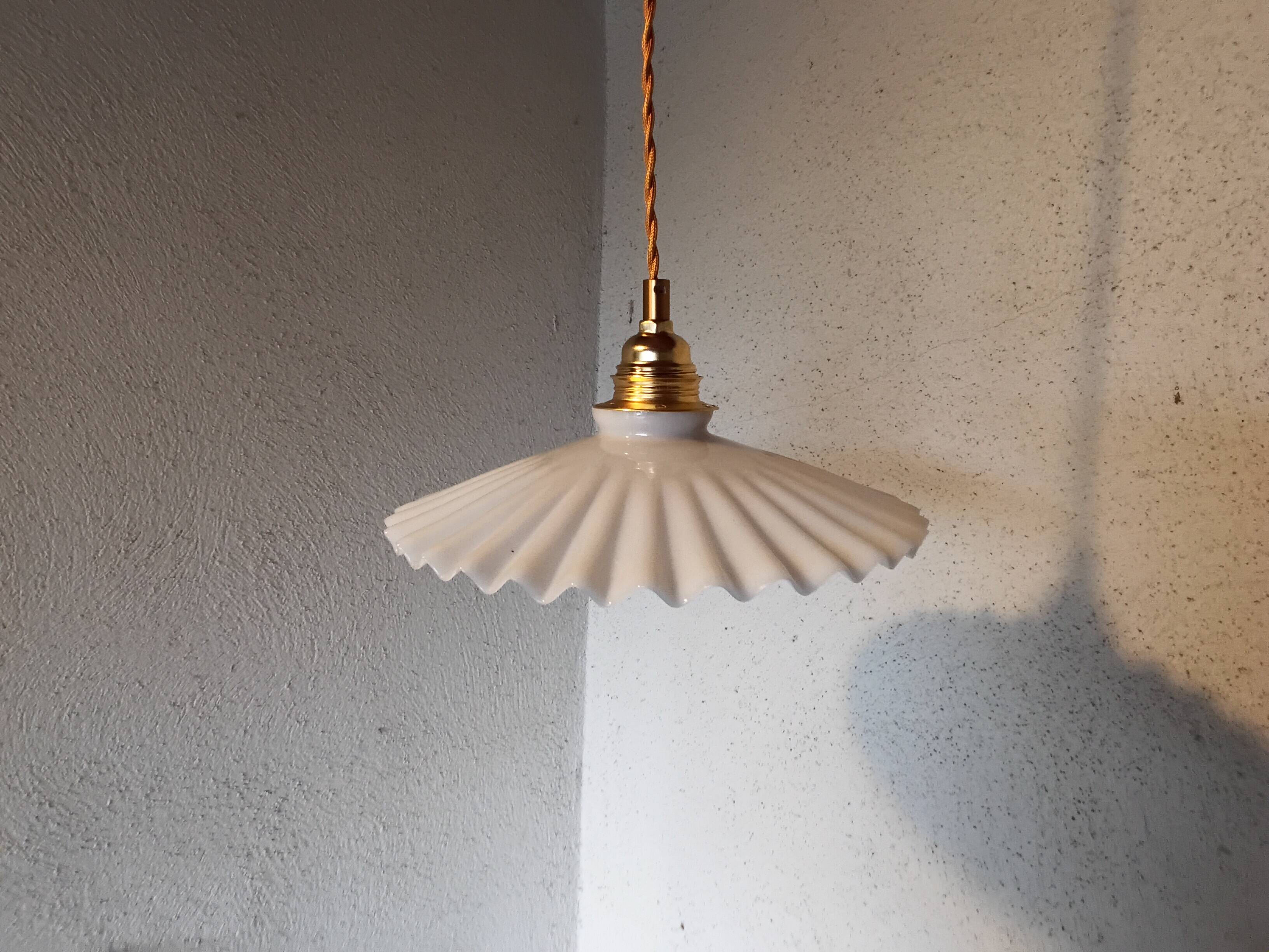 Vintage white opaline pendant light